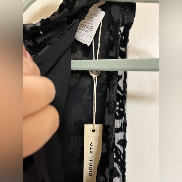 Max Studio Devore Floral Burnout Velvet Black Neck Tie Halter Women’s, NWT - Picture 3 of 7